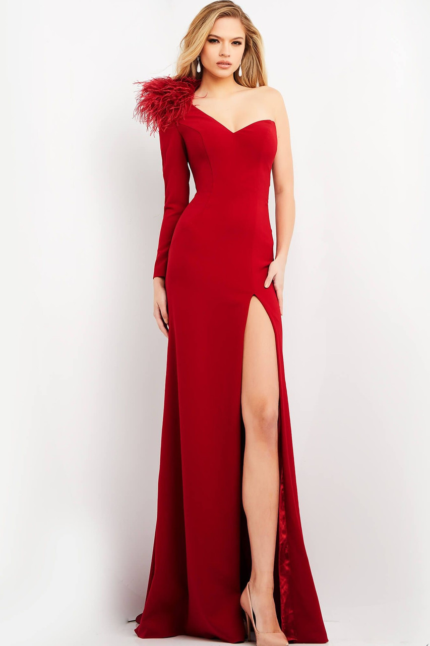 Jovani One Shoulder Long Sleeve Gown ...